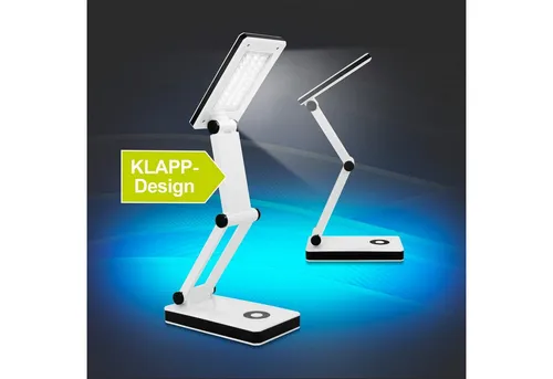 EAXUS LED Schreibtischlampe USB LED Tischleuchte mit modernem Design, LED fest integriert, Kaltweiß (6.000 - 7.000 K), Stromversorgung über USB oder 4x AAA-Batterien, dimmbar