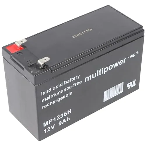 MP1236H Multipower Blei Akku 12V 9000mAh - Batterien & Akkus - Hochleistungs-Blei Akku für energiehungrige Anwendungen, bietet schnelle Stromabgabe und ist ideal als Antriebs- oder Starterakku.