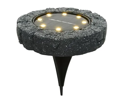 Solar Bodenleuchte für außen 11cm Polyresin Dauerbetrieb 6h warmweiß - LED Solarleuchte Gartenleuchte Außenleuchte Solarstecker Bodenstrahler - Solarlampen & Gartenbeleuchtung