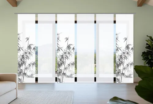 HOME in green Schiebegardine RUFUS (6 St) – Halbtransparent in Bambusoptik - Moderne Schiebegardine RUFUS – Flexibel und pflegeleicht! Ideal für Wohnräume und Büros. Setzen Sie natürliche Akzente mit dem stilvollen Bambus-Motiv und passen Sie die Paneels an Ihre Bedürfnisse an. Maße: 245 x 60 cm.