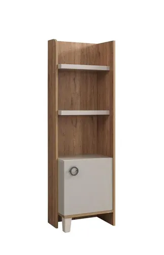 Elegantes braunes Bücherregal aus Holz für Wohnzimmer und Büro - Modernes Bücherregal mit 2 Regalfächern und einer Tür. Ideal für stilvolle Aufbewahrung in Wohn- und Büroräumen. Maße: 49 x 46 x 160 cm. Freistehend und einfach zu montieren.