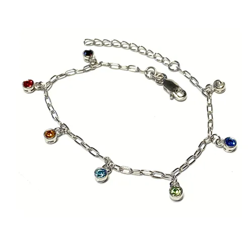 Armband 925/- Silber rhodiniert Zirkonia multicolor beweglich Farbverlauf Regenb