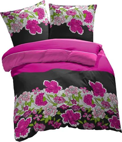 ETÉREA Renforcé Bettwäsche 200x200cm - Blumen Design in Pink - 3-teiliges Bettwäsche-Set aus 100% Baumwolle mit exklusivem Blumenmuster, ideal für ein angenehmes Schlafgefühl und langlebige Farben. Perfekt für ein modernes Schlafzimmer!