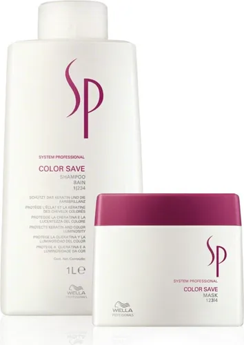 Wella SP System Professional Color Save Set Shampoo 1000 ml + Mask 400 ml - Shampoos für Farbschutzbehandlung, enthält 3D Protect Technology für langanhaltende Farbbrillanz und UV-Schutz, ideal für coloriertes Haar.