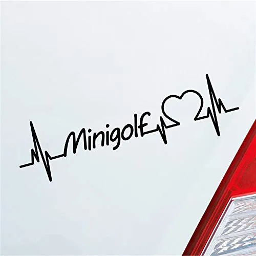Hellweg Druckerei Auto Aufkleber Minigolf Herzschlag Ballsport Golf Schläger Sport Liebe Sticker Heckscheibenaufkleber