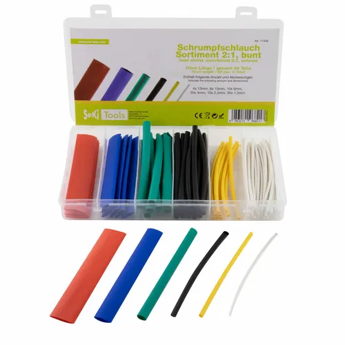 Schrumpfschlauch Sortiment bunt 80-teilig 1,5mm, 2,5mm, 4mm, 6mm, 10mm, 13mm