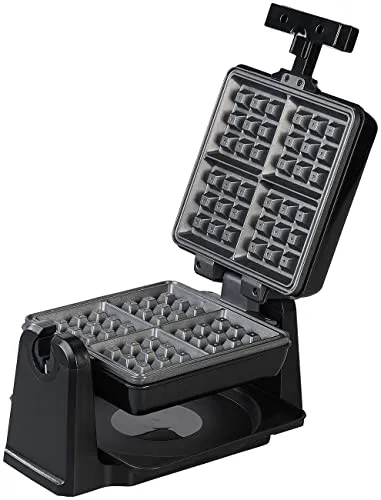 Rosenstein & Söhne Brüsseler Waffeleisen - Waffeleisen für Belgische Waffeln mit 180° Drehmechanismus für perfekte Teigverteilung. Stufenlose Temperaturregelung für optimale Bräunung und einfache Reinigung dank Antihaft-Beschichtung.