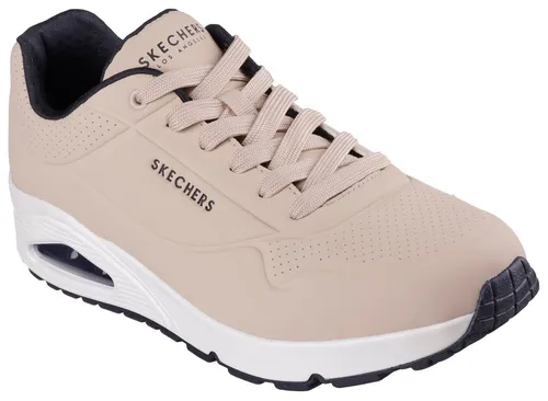 SKECHERS Uno - Stand on Air Herren Sneaker Gr. 45 - Sportliche Freizeitschuhe aus Lederimitat in natur mit Air-Cooled Memory Foam für ultimativen Komfort und Dämpfung, ideal für den Alltag.