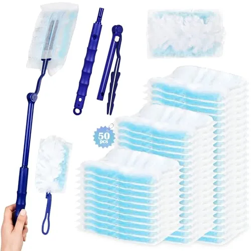 Aurinovellia 52 Stück Staubmagnet Nachfüllpack Set, mit 2 Handgriff, Blau