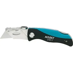 Hazet Cuttermesser 2157-1, Klappcutter mit 19mm Trapezklinge - Messer - Robuster Klappcutter mit praktischem Klingen-Schnellverschluss und komfortablem Griff aus schlagfestem ABS, ideal für sicheres Arbeiten.