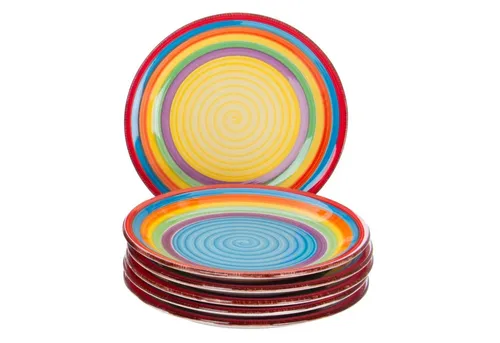 MamboCat Frühstücksteller 6er Set - Bunte Dessert-Kuchenteller Ibiza - Frühstücksteller aus hochwertigem Steingut, ideal für farbenfrohe Tischdekorationen und besondere Anlässe.