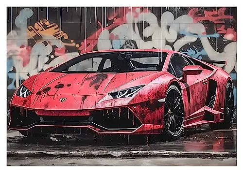 WallArena - Vlies Fototapete Kinderzimmer 208x146 cm Junge Auto SportwagenGaming Graffiti - Fototapeten Tapeten für Kinder Kindertapete Kinderzimmertapete - Vliestapete Wandtapete Tapete 3D Effekt