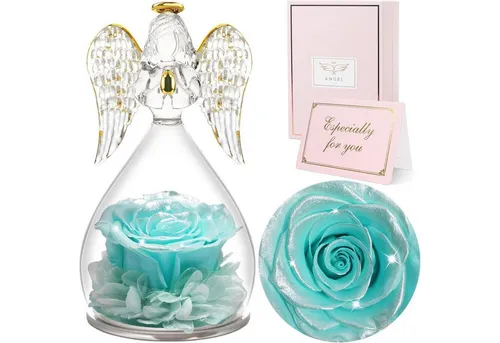 Trockenblume Ewige Rose Engel Figur Glaskuppel Geschenkbox Weihnachten Mama Oma, LuxusKollektion