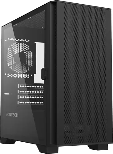 MONTECH Air 100 LITE - Kompaktes PC-Gehäuse - PC-Gehäuse für Desktop mit micro ATX und Mini-ITX Unterstützung. Stylisches Design in Schwarz und optimale Kühlung durch 2 vorinstallierte 120 mm Lüfter.