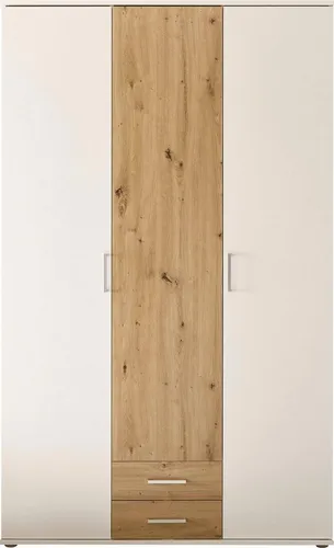 Stella Trading MARBURG Kleiderschrank in Weiß, Artisan Eiche Optik