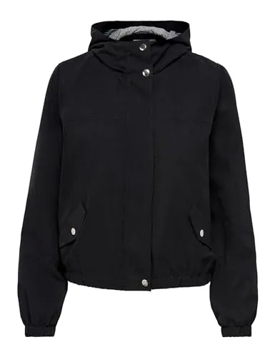 JDY Langjacke Schwarz S - Funktionsjacke in Größe S, aus 88% Polyester und 12% Polyamid, ideal für Outdoor-Aktivitäten mit praktischen Patten- und Klappentaschen.