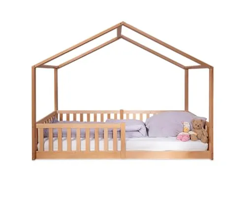 tiSsi® Bodenbett ENNO 90x200 cm - Modernes Hausbett aus Buche - Betten & Bettgestelle: Pflegeleichtes Hausbett aus 100% Massivholz, ideal für Abenteuerträume, inklusive Lattenrost und in modernem Design.