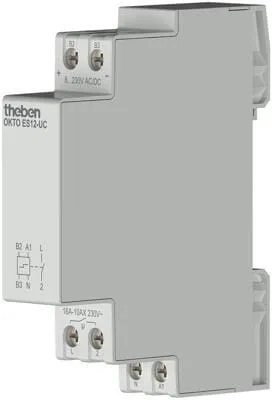 Theben Stromstoßschalter OKTO ES12-UC, 230V, 16A - Stromschalter für DIN-Rail-Hutschiene mit potenzialfreiem Multispannungseingang. Besonders leise im Betrieb und lampenschonend durch Nulldurchgangsschaltung.