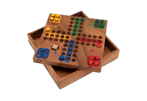Logoplay Holzspiele Spielesammlung, LUDO M – der Klassiker in kompakter Holz-Ausführung für unterwegs und zuhauseHolzspielzeug