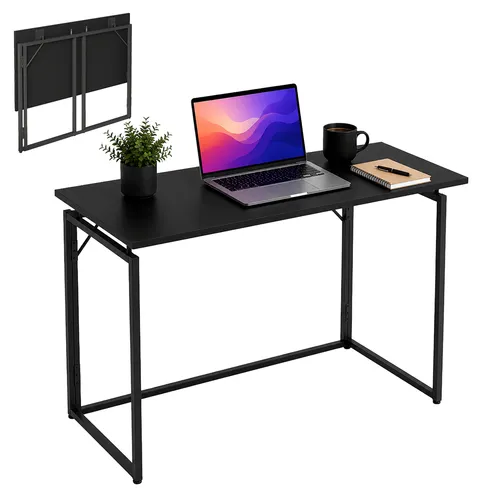 Relaxdays Klappbarer Schreibtisch, Schwarz, HxBxT: 74 x 100 x 50 cm