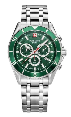 Swiss Alpine Military Herren Uhr 7034.9134SAM - Armbanduhr für Herren mit robustem Edelstahl-Gehäuse, 100m wasserdicht und Chronograph-Funktion für präzise Zeitmessung.