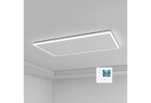 Infrarotheizung Deckenmontage 700 Watt mit LED Licht - Elektroheizkörper mit 2-in-1 Funktion für Heizung und Beleuchtung. Effiziente Wärmeabstrahlung und programmierbare Steuerung für maximalen Komfort.