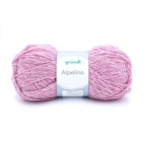 Gründl Wolle Alpelino - Dicke Wolle mit Alpaka zum Stricken und Häkeln - Strickgarn - Weich und hautfreundlich - 80% Polyacryl, 20% Alpaka - 1 Knäuel 100 g / 200 m - Nadelstärke 6-7 - rosa