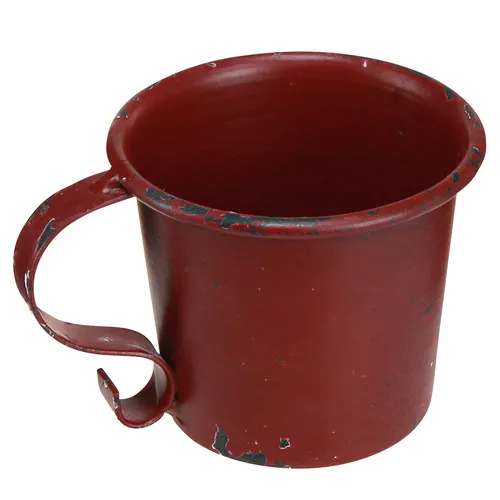 Stabkerzenhalter Tasse Metall Weinrot Vintage Look 2er-Set Ø7cm H6cm, 2 Stück