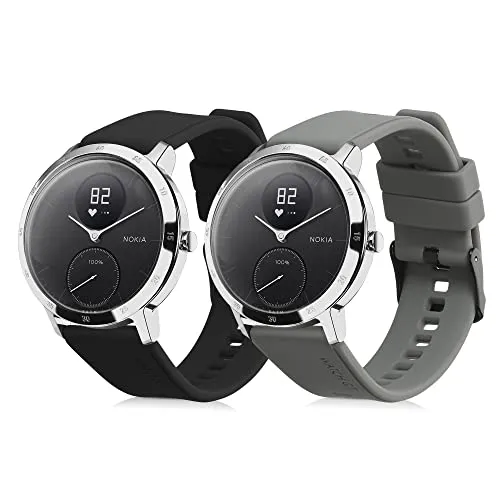 kwmobile 2X Sportarmband kompatibel mit Withings ScanWatch 42mm / Steel HR 40mm / ScanWatch Horizon Armband - Fitnesstracker Band Set aus TPU Silikon
