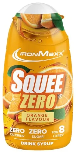 IronMaxx SqueeZero - Orange 65ml | Sirup, Erfrischendes Geschmackserlebnis für 8 Liter, Zuckerfrei und Kalorienfrei in 100ml verzehrfertigem Getränk