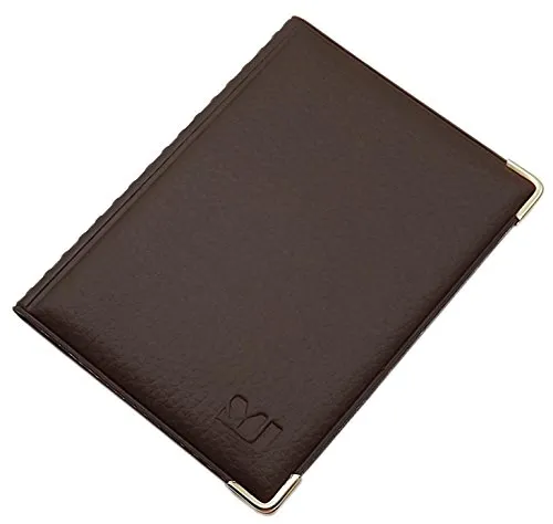 Exclusives Ausweisetui / Ausweishülle / Kreditkartenetui mit Schutzecken aus Metall 12 Fächer MJ-Design-Germany Made in EU Designs (Design 3 / Braun)