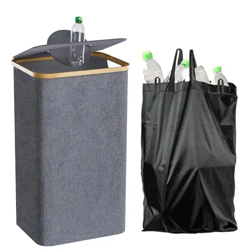 skelo Pfandflaschen Sammelbehälter, Pfandflaschen Aufbewahrung, Flaschensammler Integrierter Tragetasche 100L Fasst 30 Leere Flaschen, Leergut Für Küche Und Lagerraum E27