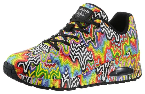 Skechers Sneaker Lederimitat in bunten Farben - Größe 37 EU - Freizeitsneaker aus hochwertigem Lederimitat, mit bequemem Blockabsatz und stylischem Multicolor-Design für einen auffälligen Look.