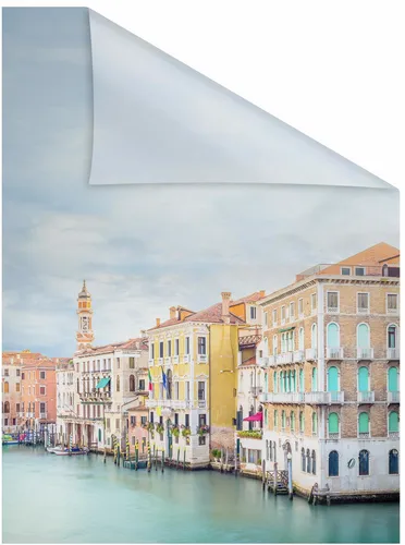 LICHTBLICK ORIGINAL Fensterfolie Vendig - Blickdicht & Selbstklebend - Fensterfolie für Sichtschutz und dekorative Lichtspiele, ideal für Wohnräume, Duschen und Büros. Einfache Montage ohne Blasenbildung, wasserabweisend und robust.