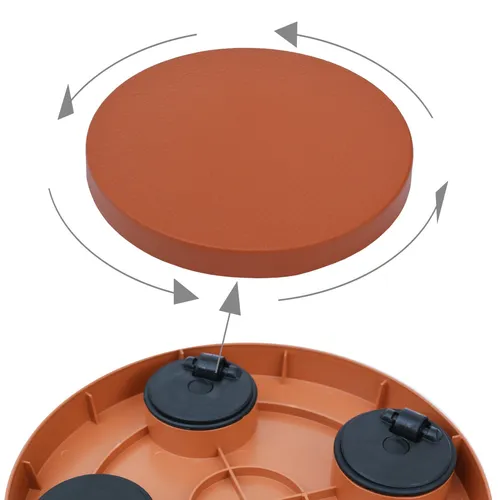 FLAT ROUND Pflanzenroller Blumenroller Rolluntersetzer RUND TERRAKOTTA Ø30cm