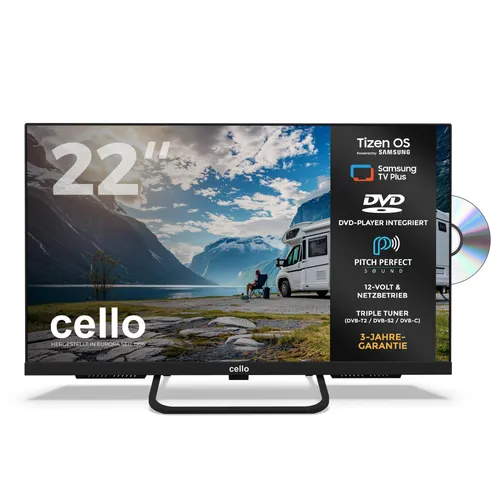 Cello 22′′ Smart Camping LED TV mit DVD-Player – Flexibel für Wohnmobil & Camping