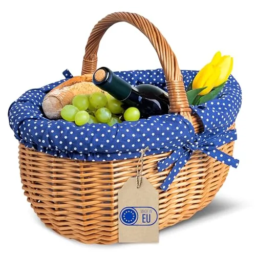 Creative Home Weidenkorb mit Stoffeinlage und Henkel in blau von Creative Home