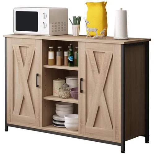 Sideboard Sideboard mit offenen Regalen Kommode SONOMA Küche Wohnzimmer Loft 100 CM