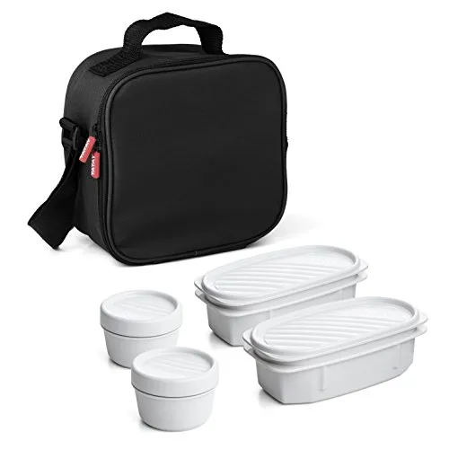 TATAY Kühltasche Klein - Urban Food Casual 3L | 4 Behälter: 2x0,5L + 2x0,2L | Wasserdicht | Dreifach-Isolierung | Halbsteifes Gehäuse | Innentasche | 22,5x10x22 cm, Schwarz