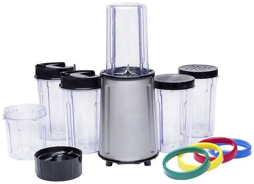 Tristar BL-4445 Standmixer Komplettset - 17-tlg. - Smoothie & Shake Maker - Standmixer mit BPA-freiem Trinkbecher zum Mixen, Edelstahlgehäuse und 2 abnehmbaren Klingen für vielseitige Zubereitung von Smoothies und Shakes.
