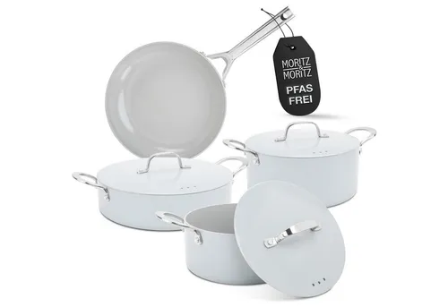 Moritz & Moritz 7-tlg. Aluminium Topf- und Pfannenset Induktion - Topf- & Pfannensets, hochwertiges Aluminium für gleichmäßige Wärmeverteilung und langlebige Antihaftbeschichtung – ideal für alle Herdarten!