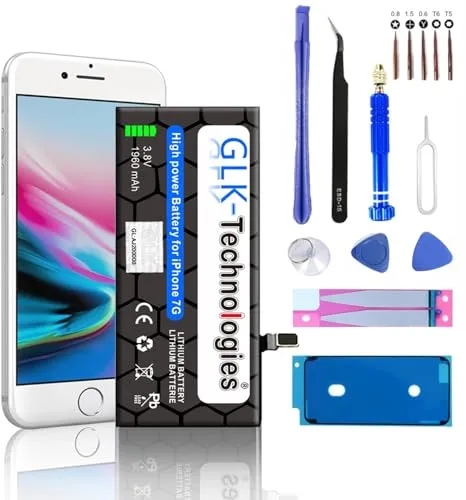 Verbesserter Ersatzakku für iPhone 7 | GLK-Technologies 1960 mAh | Inkl. Profi Werkzeugset - Hochwertiger 1960 mAh Ersatzakku für iPhone 7, kompatibel mit APN A1660 A1778 A1779. Inklusive umfangreichem Werkzeugset für einfache Installation. Ideal für langlebige Leistung im Alltag.