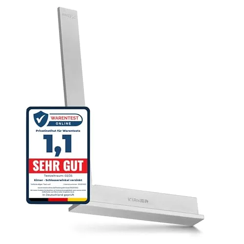 Kirner - Profi Schlosserwinkel mit Anschlag 250mm - Rostfrei & Verzinkt Anschlagwinkel Metall - für präzise Arbeiten im Metallbau und Werkstatt - exakter 90 grad Winkel mit Anschlag, Stahlwinkel