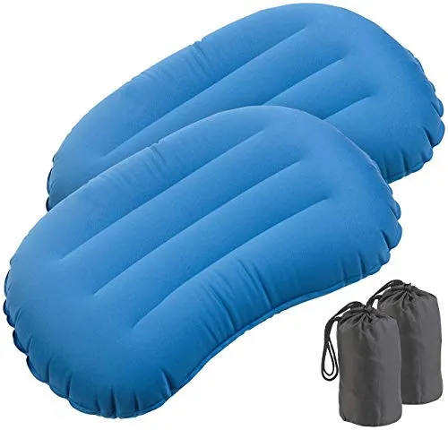 Semptec Urban Survival Technology aufblasbar Kissen: 2er-Set ultraleichte Reisekissen mit Tragetasche, schnell aufblasbar (Kissen klein, Aufblasbares Outdoor, Picknickdecke)