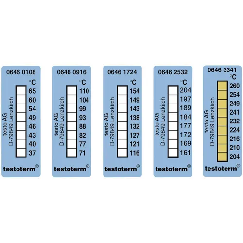 testo testoterm Temperaturmessstreifen 71 bis 110 °C - Temperatur-Messstreifen für präzise Messungen im Bereich von 71 bis 110 °C, selbstklebend und ideal für verschiedene Anwendungen in der Werkstatt.