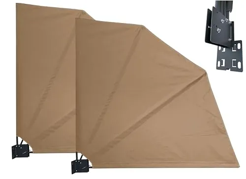 QUICK STAR Sichtschutz Fächer 140x140cm - Beige - Gartensichtschutz: Set aus 2 Balkonfächern mit verbesserter Wandplatte für einfache Montage. Robustes Material und extra verstärkte Streben bieten optimalen Wind- und Sonnenschutz.