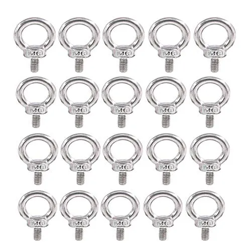 M6*11 Ringschraube Edelstahl 20 Stück, JatilEr 304 Edelstahl Augbolzen Ringbolzen Rostfrei Ösenschrauben Hardware Ringschrauben, Ring Runde Augenschraube für Rolle Des Befestigens Und Hängens