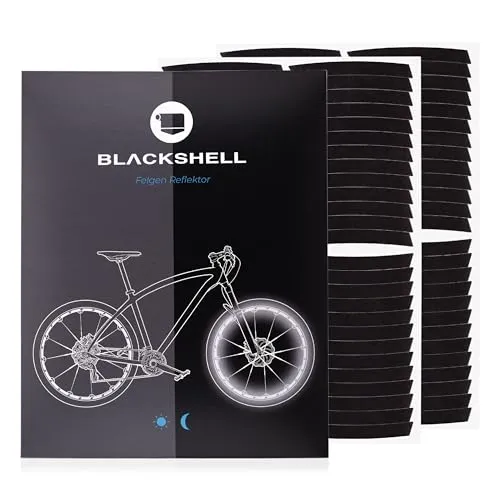 Blackshell® Reflektoren Aufkleber - passgenaues Fahrrad Aufkleber Set für 26 bis 29 Zoll Felgen - Fahrrad Felgen Aufkleber für die beidseitige Beklebung beider Räder in schwarz