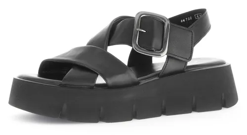 Modische Sandalette GABOR für Damen, Gr. 37, schwarz - Elegante Riemchensandale aus hochwertigem Kalbsleder mit großer Zierschnalle, ideal für den Sommer. Genießen Sie den Komfort dank Gabor BEST FITTING und gepolsterter Innensohle.