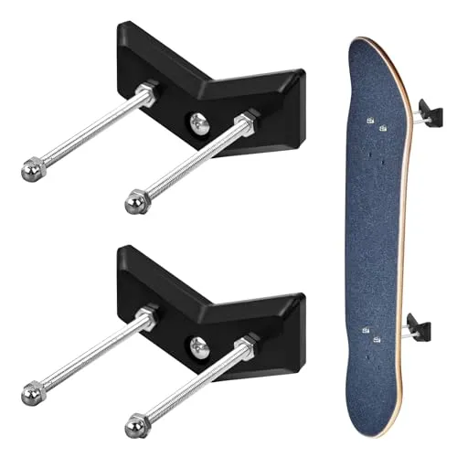 jinminamz Skateboard Wandhalterung,Skateboard Wandaufhängung Skateboard Halterung Wand Skateboard Rack Snowboard Wandhalterung mit Schrauben für Skateboard Deck Display und Lagerung（2 Stück Schwarz）
